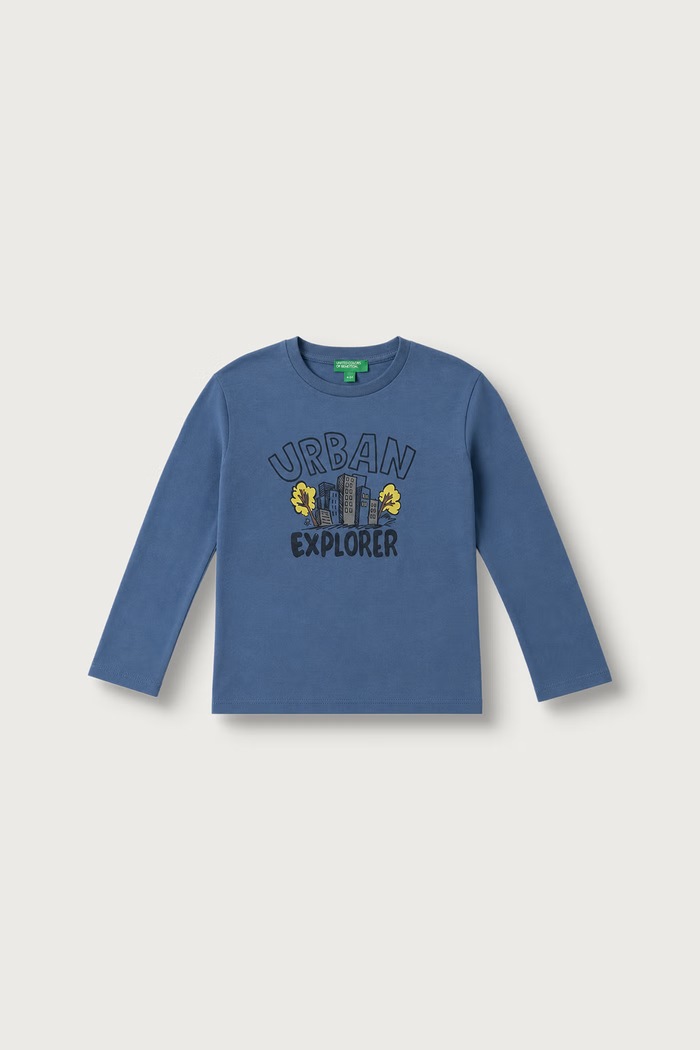 United Colors of Benetton Majica dugih rukava za djecu od pamuka plava 3ATNG10NP.P.Seasonal