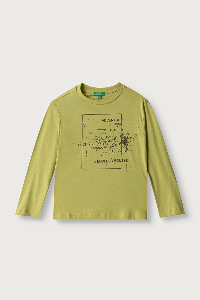 United Colors of Benetton Longsleeve dziecięcy bawełniany zielony 3ATNC10UF.G.Seasonal
