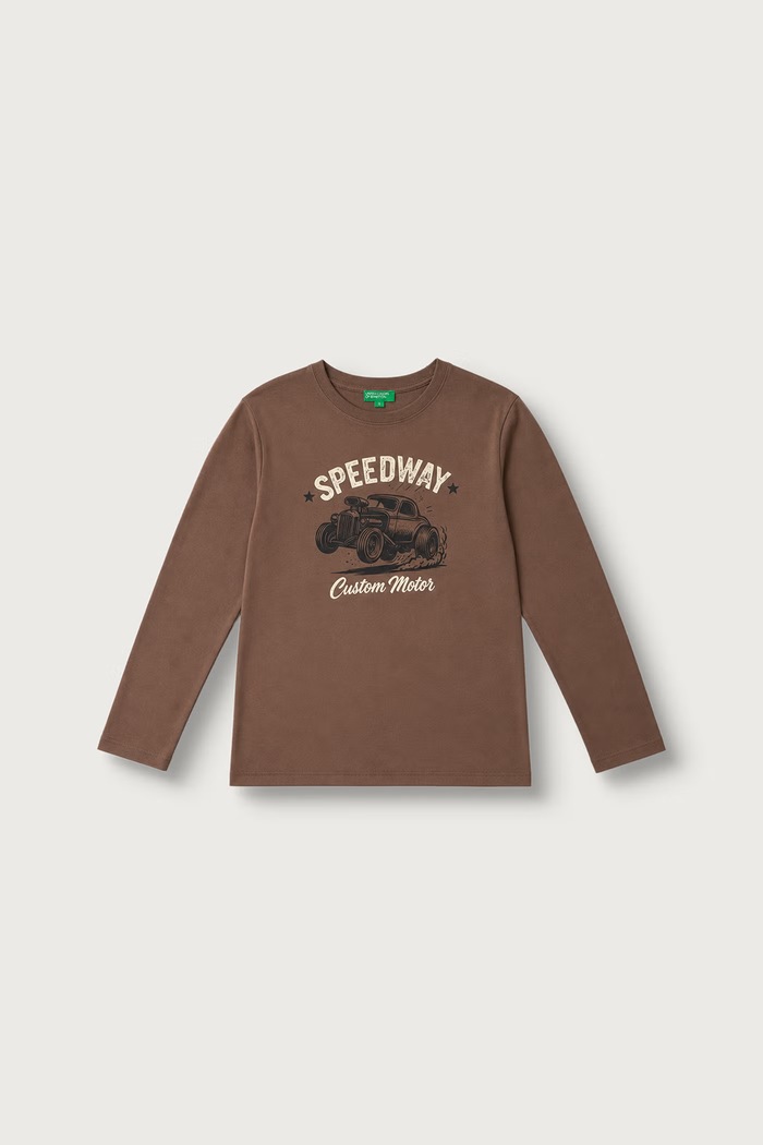 United Colors of Benetton Longsleeve dziecięcy bawełniany brązowy 3ATNC10UF.G.Seasonal