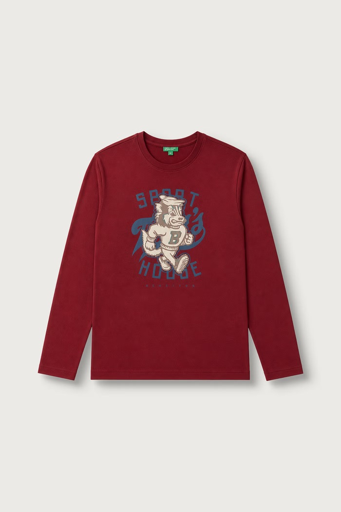 United Colors of Benetton Longsleeve dziecięcy bawełniany bordowy 3ATNC10UF.G.Seasonal