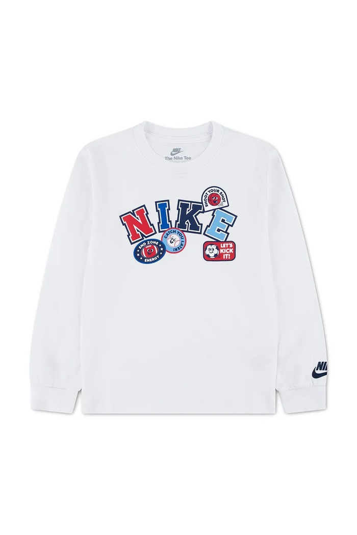 Nike Μακρυμάνικο παιδικό με βαμβάκι λευκό 86P340