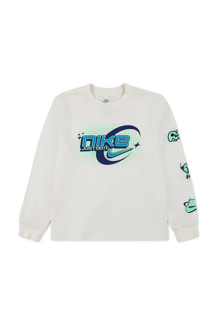 Nike Μακρυμάνικο παιδικό με βαμβάκι λευκό 86P302