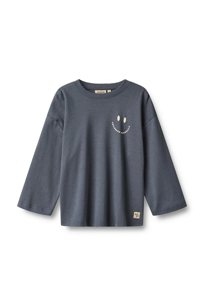 Wheat Longsleeve dziecięcy bawełniany niebieski 2228.010.GOTS