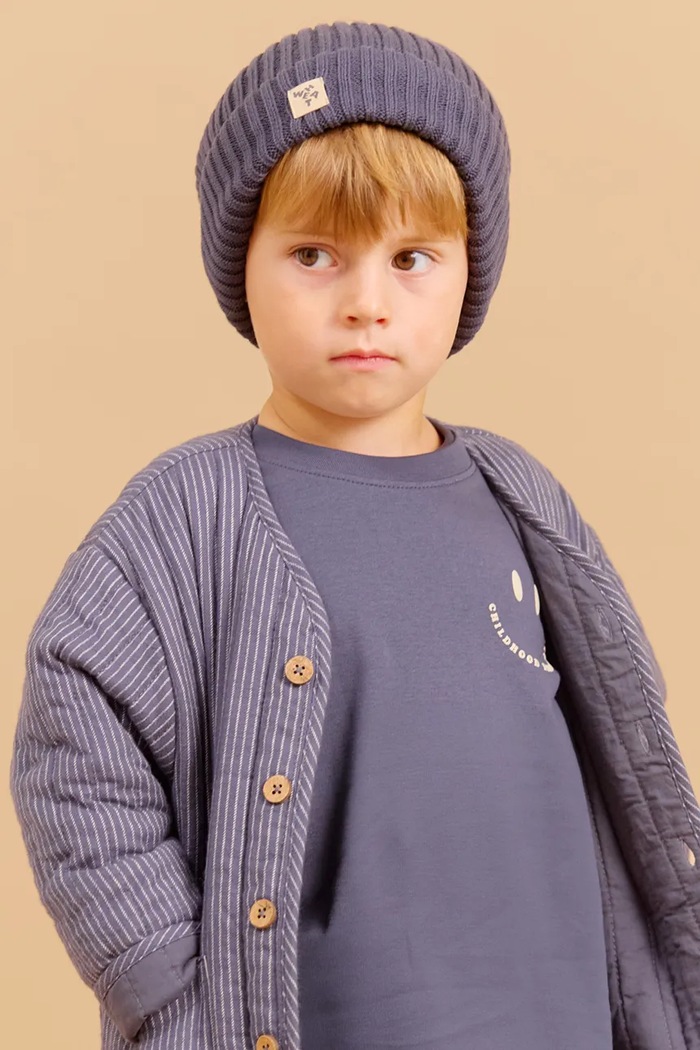 Longsleeve pentru copii din bumbac Wheat 2228.010.GOTS albastru