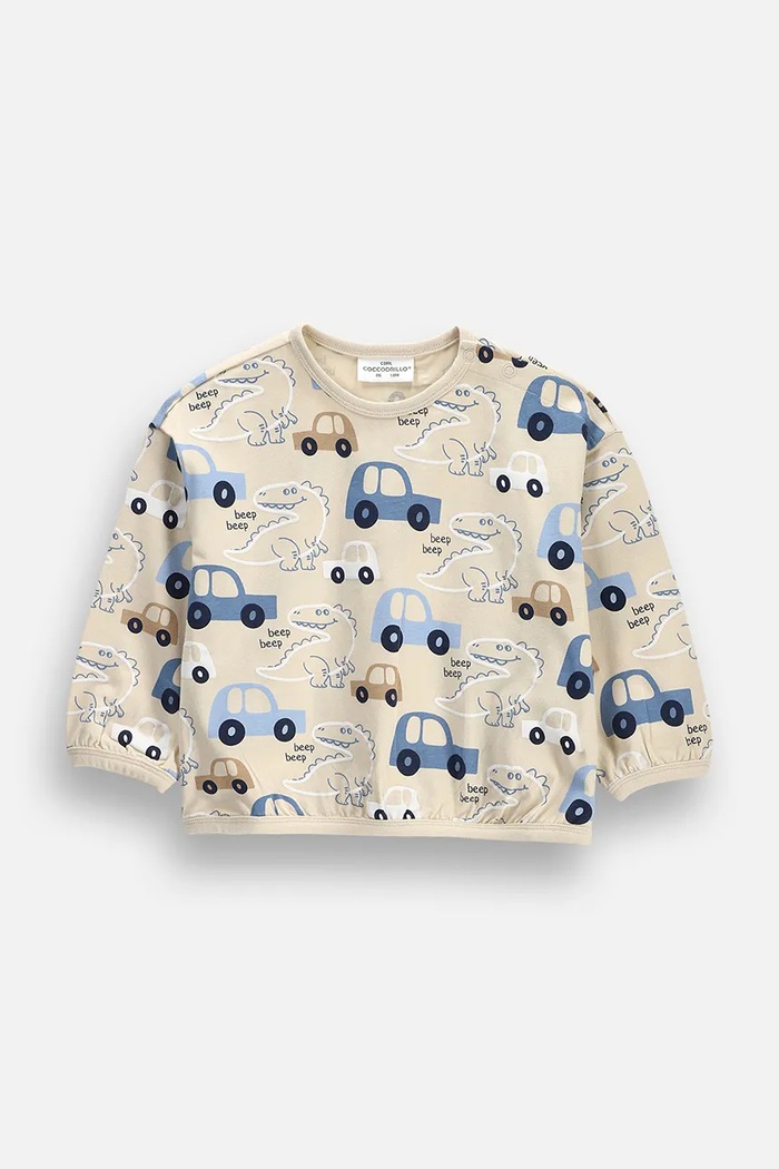 Coccodrillo Longsleeve niemowlęcy z bawełną beżowy ZC6143102MBN