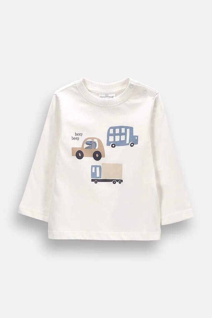 Coccodrillo Longsleeve niemowlęcy bawełniany beżowy ZC6143101MBN