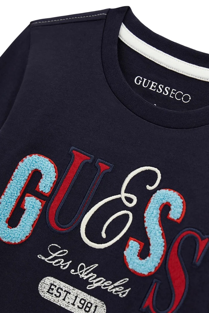Chłopiec Guess Longsleeve dziecięcy bawełniany N6BI19.K8008.9BY2 granatowy