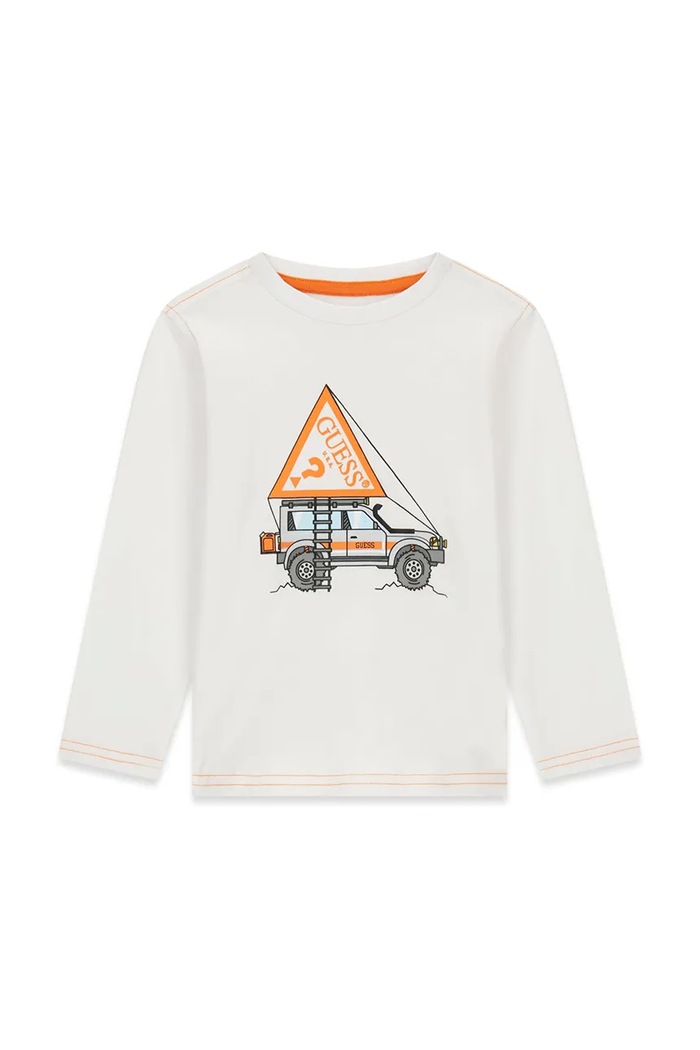 Guess Longsleeve dziecięcy bawełniany biały N6BI13.K5865.9BY2