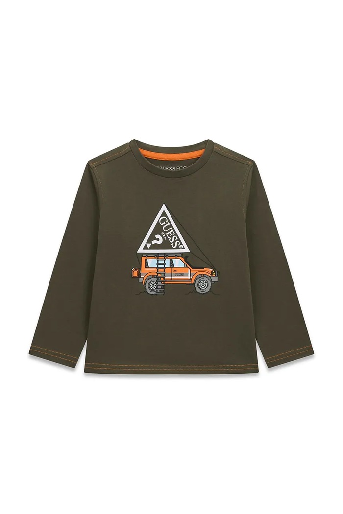 Guess Longsleeve dziecięcy bawełniany zielony N6BI13.K5865.9BY2