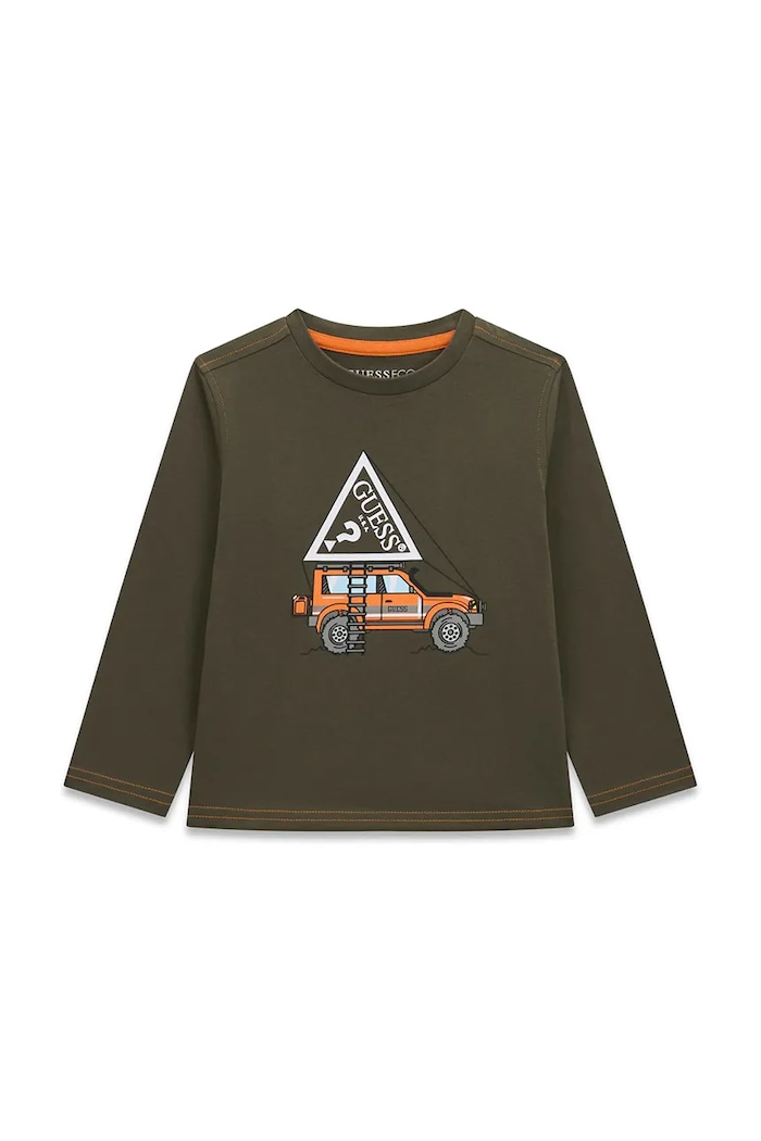 Guess Longsleeve dziecięcy bawełniany zielony N6BI13.K5865.9BY2
