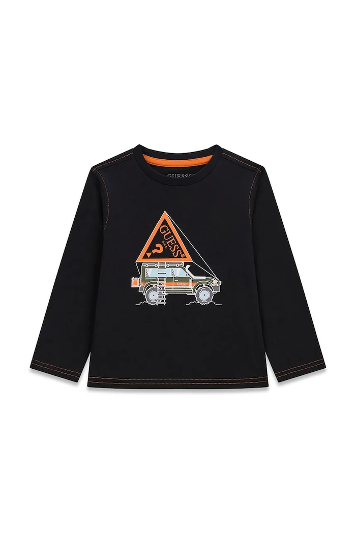 Guess Longsleeve dziecięcy bawełniany czarny N6BI13.K5865.9BY2