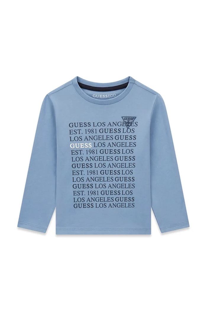 Guess Longsleeve dziecięcy bawełniany niebieski N6BI11.K5863.9BY2