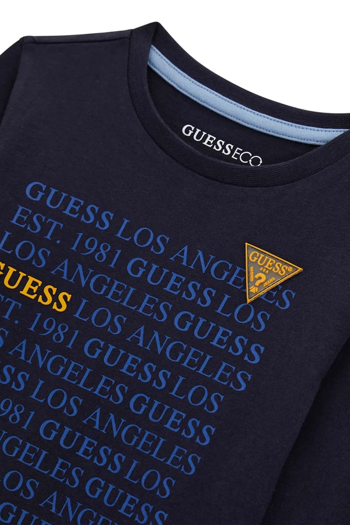 Chłopiec Guess Longsleeve dziecięcy bawełniany N6BI11.K5863.9BY2 granatowy