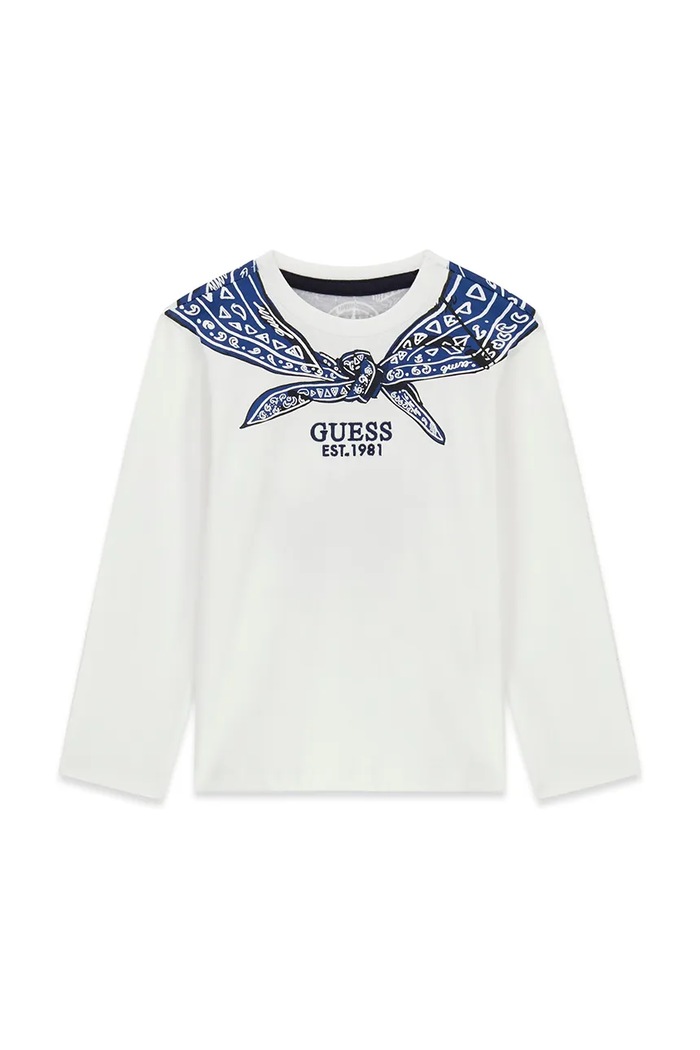 Guess Longsleeve dziecięcy bawełniany biały N6BI10.K5862.9BY2