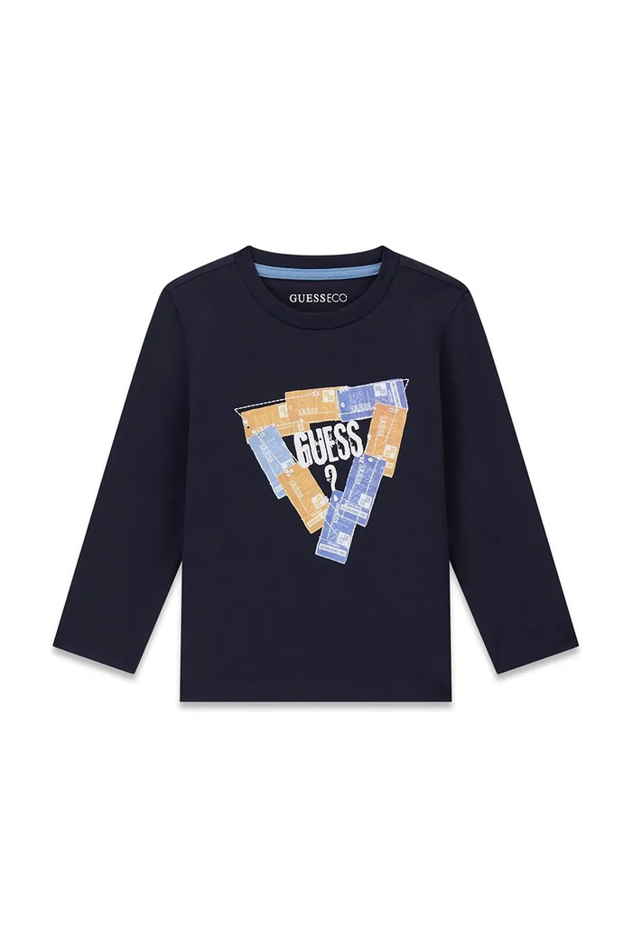 Guess Longsleeve dziecięcy bawełniany granatowy N6BI09.K5861.9BY2