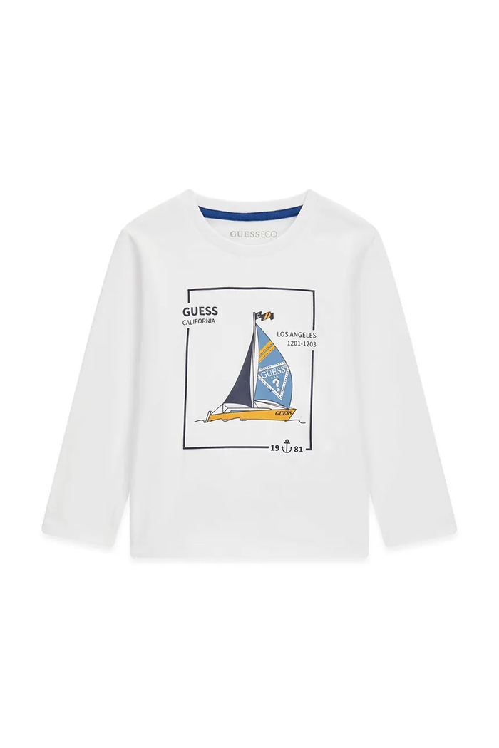 Guess Longsleeve dziecięcy bawełniany biały N6BI08.K5860.9BY2