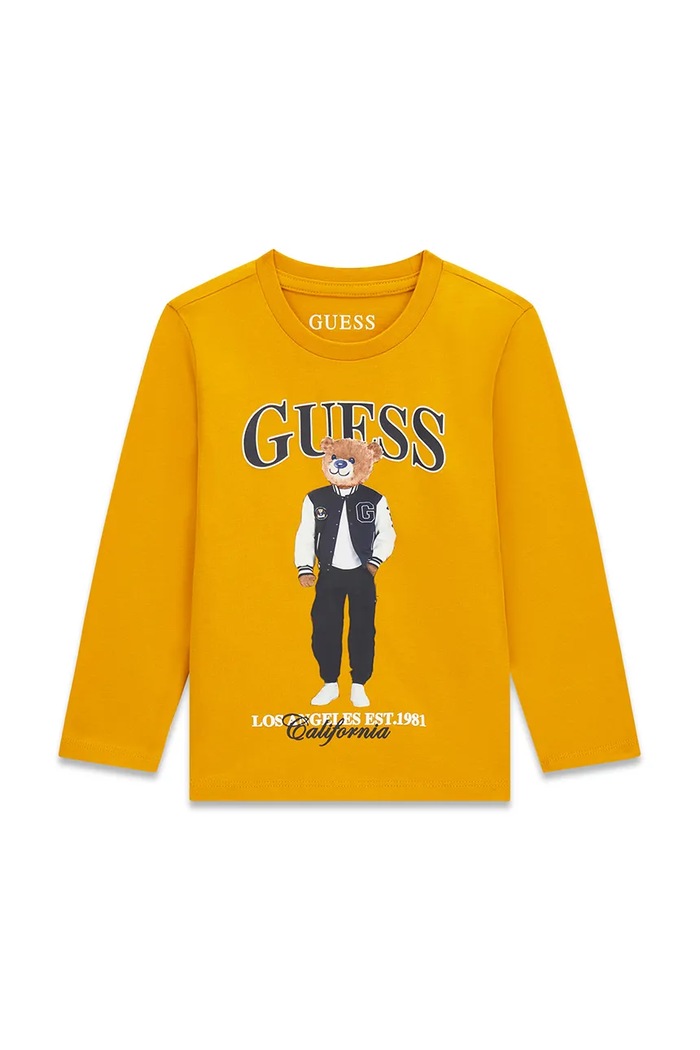 Guess Longsleeve dziecięcy bawełniany żółty N6BI04.K5854.9BY2