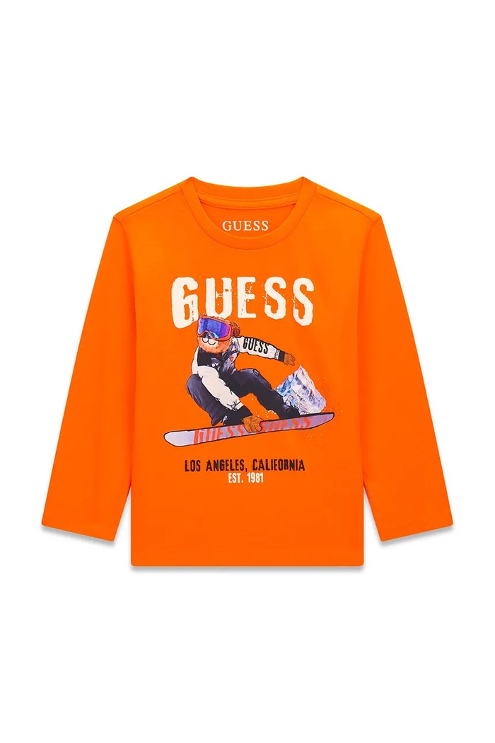 Guess Longsleeve dziecięcy bawełniany pomarańczowy N6BI04.K5854.9BY2