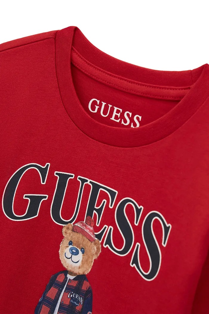 Chłopiec Guess Longsleeve dziecięcy bawełniany N6BI04.K5854.9BY2 czerwony