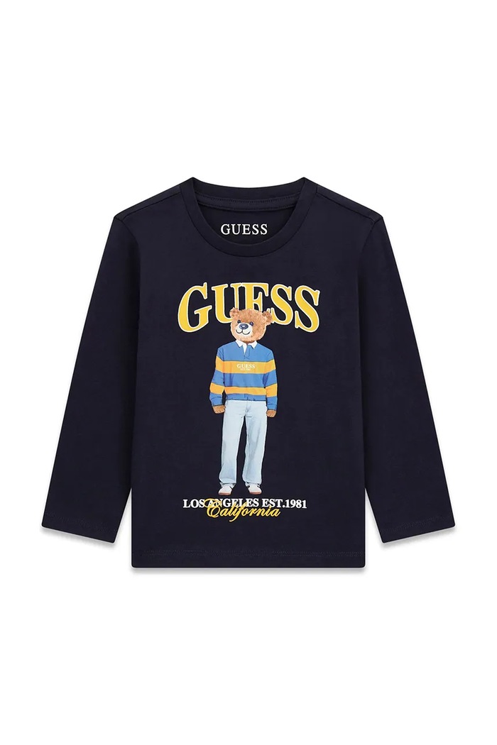 Guess Longsleeve dziecięcy bawełniany granatowy N6BI04.K5854.9BY2