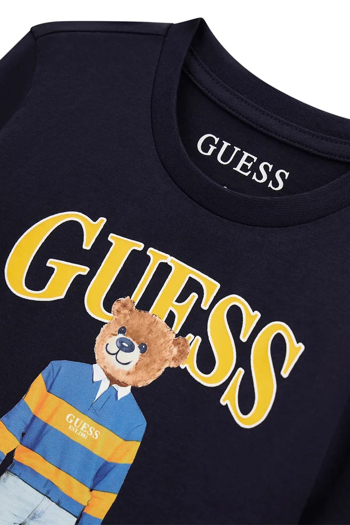 Chłopiec Guess Longsleeve dziecięcy bawełniany N6BI04.K5854.9BY2 granatowy