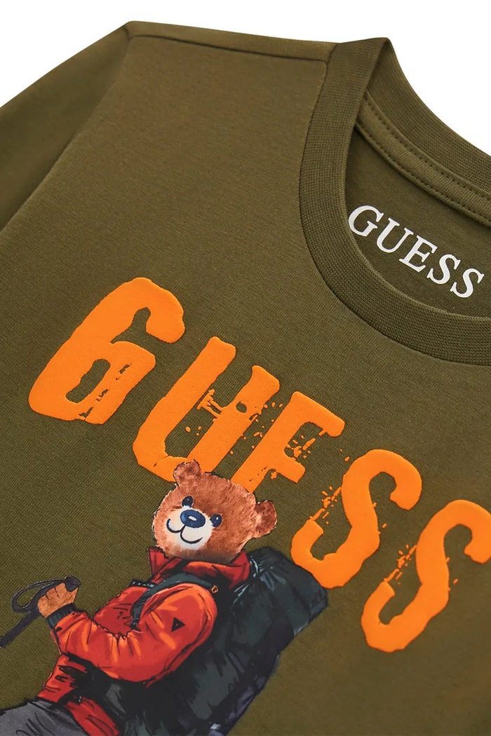 Chłopiec Guess Longsleeve dziecięcy bawełniany N6BI04.K5854.9BY2 zielony