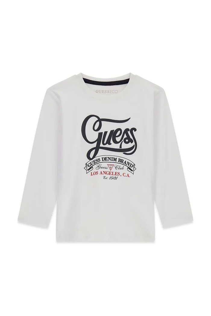 Guess Longsleeve dziecięcy bawełniany biały N6BI02.K5851.9BY2
