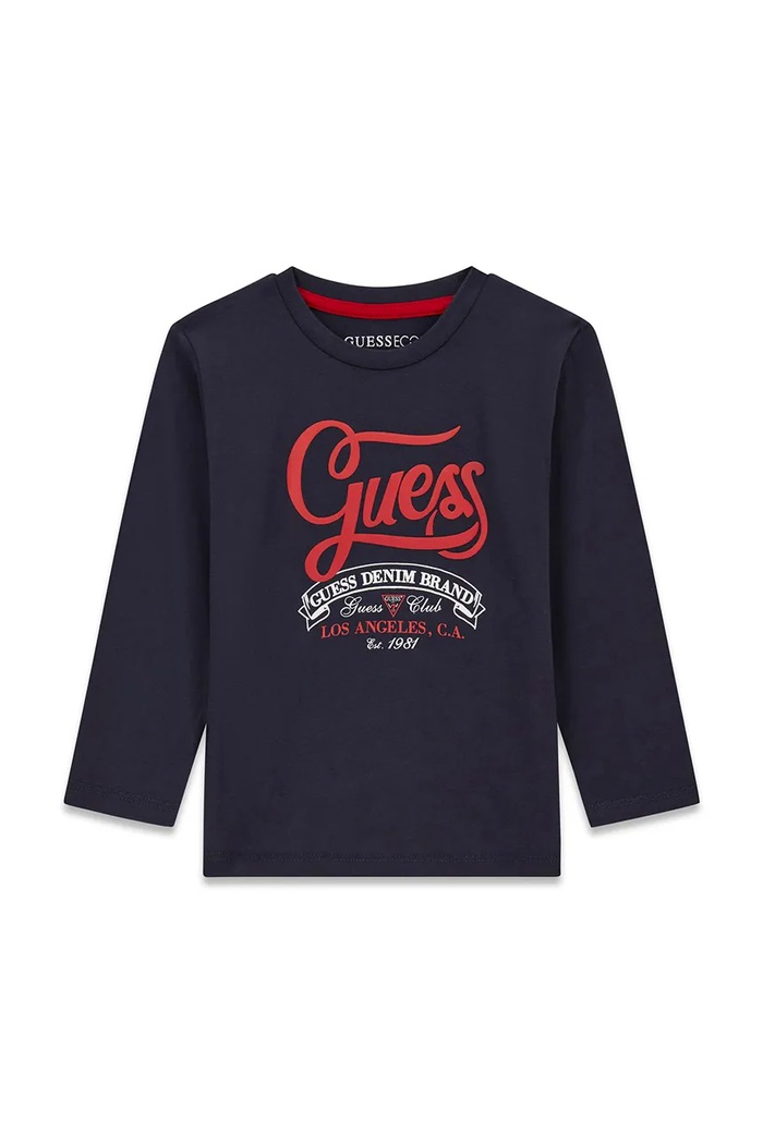 Guess Longsleeve dziecięcy bawełniany granatowy N6BI02.K5851.9BY2