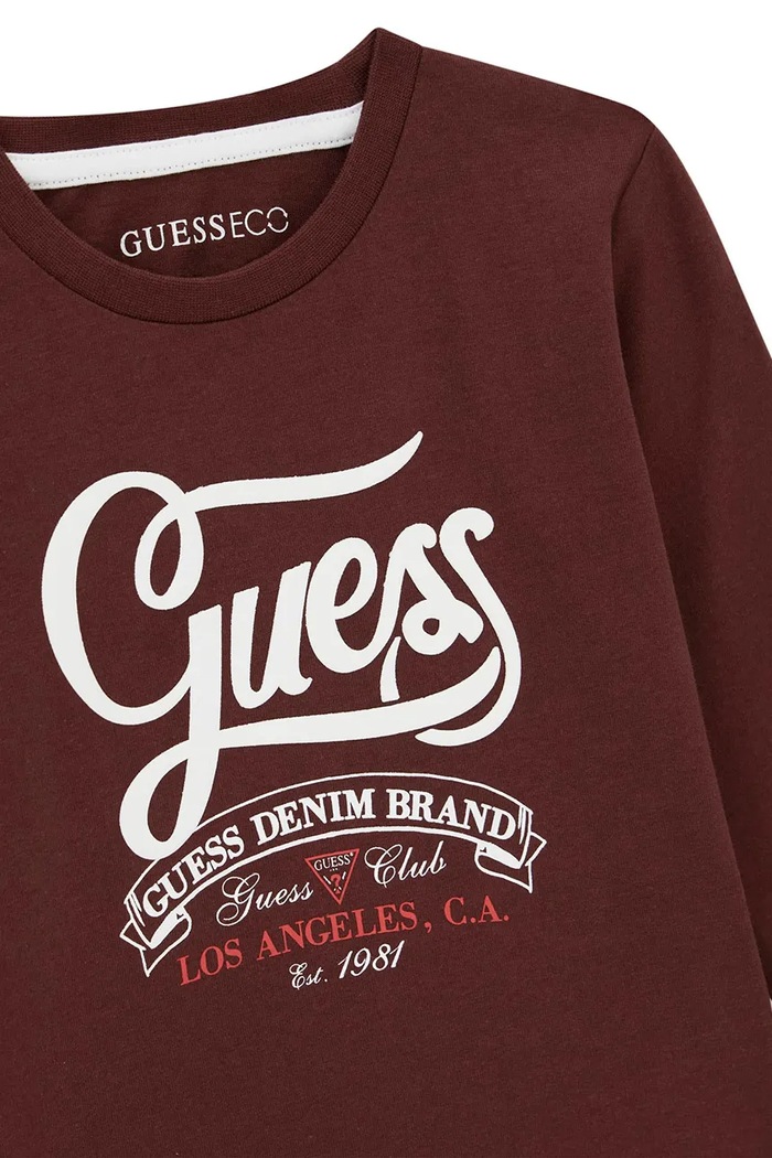 Chłopiec Guess Longsleeve dziecięcy bawełniany N6BI02.K5851.9BY2 brązowy