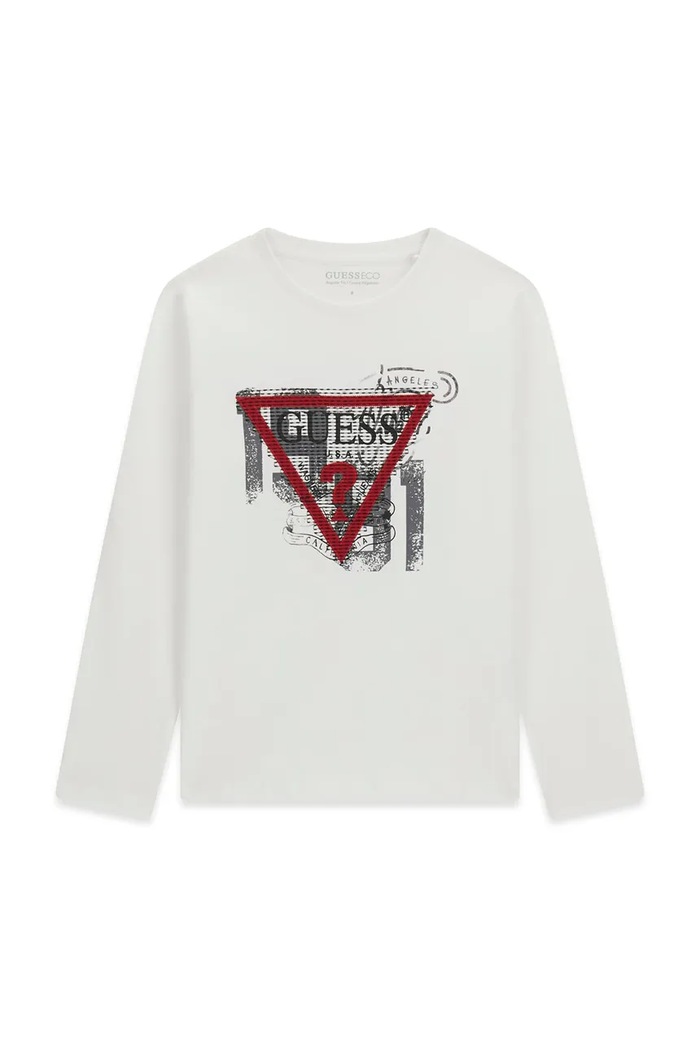 Guess Longsleeve dziecięcy bawełniany biały L6BI21.K5747.9BY2