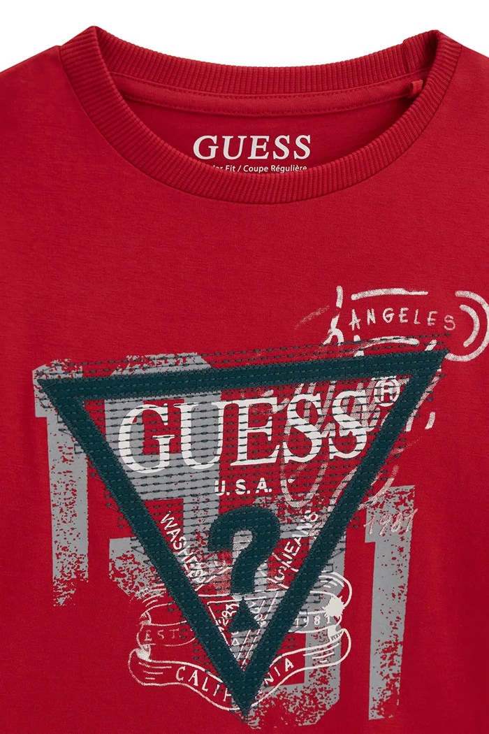 Chłopiec Guess Longsleeve dziecięcy bawełniany L6BI21.K5747.9BY2 czerwony