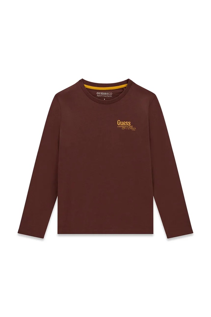 Guess Longsleeve dziecięcy bawełniany brązowy L6BI19.K5745.9BY2