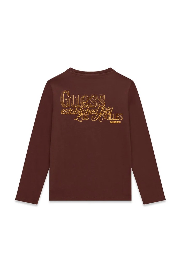 Guess Longsleeve dziecięcy bawełniany L6BI19.K5745.9BY2 brązowy AW26
