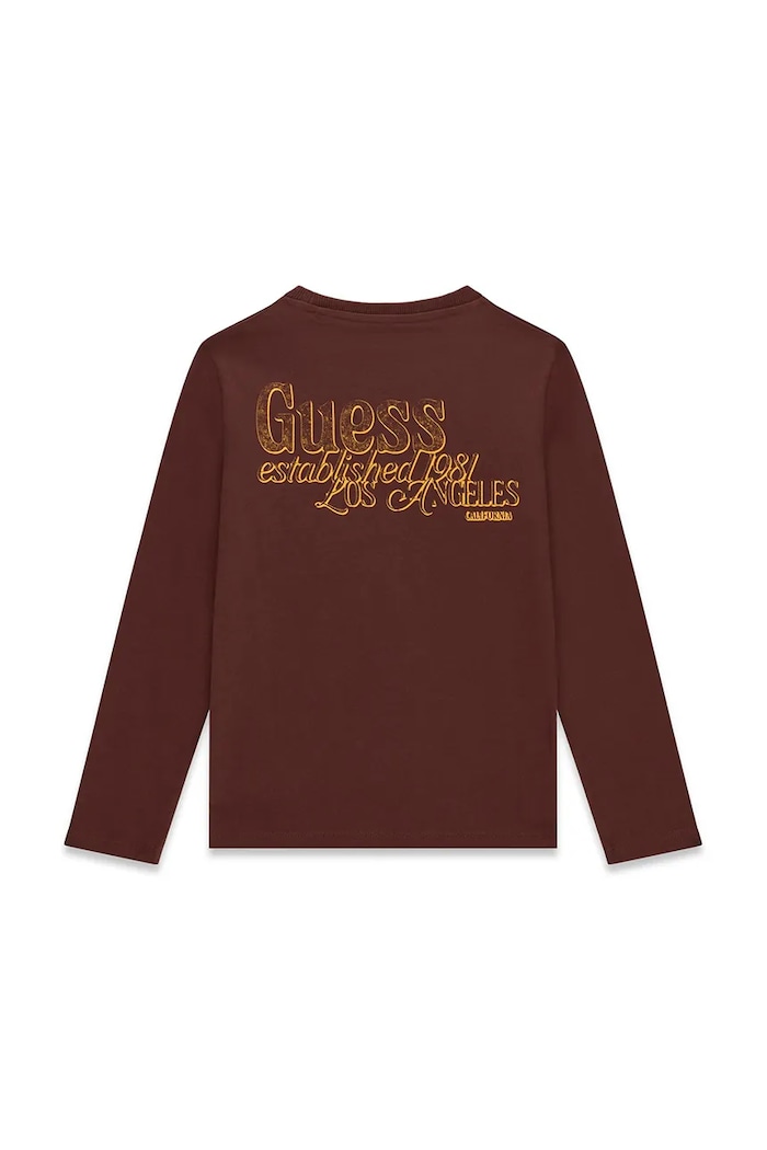 Guess Longsleeve dziecięcy bawełniany L6BI19.K5745.9BY2 brązowy AW26