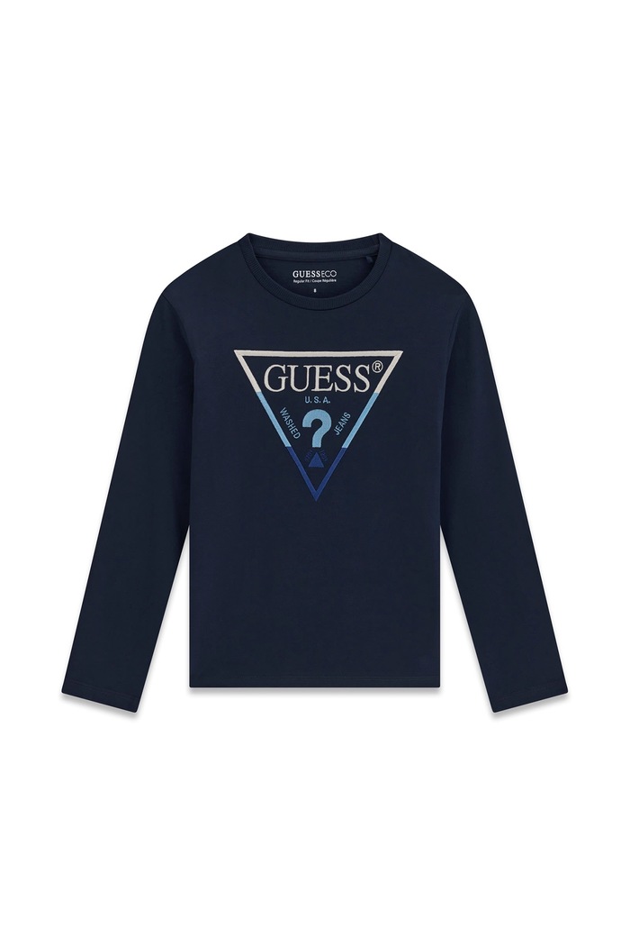 Guess Longsleeve dziecięcy bawełniany granatowy L6BI18.K5744.9BY2