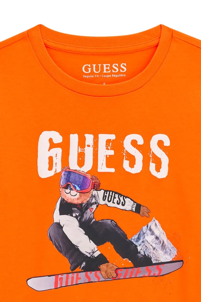 Chłopiec Guess Longsleeve dziecięcy bawełniany L6BI11.K5732.9BY2 pomarańczowy
