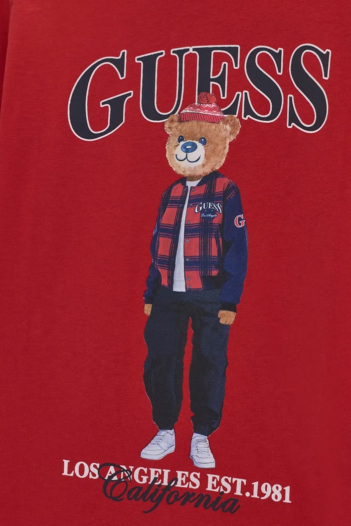 Chłopiec Guess Longsleeve dziecięcy bawełniany L6BI11.K5732.9BY2 czerwony