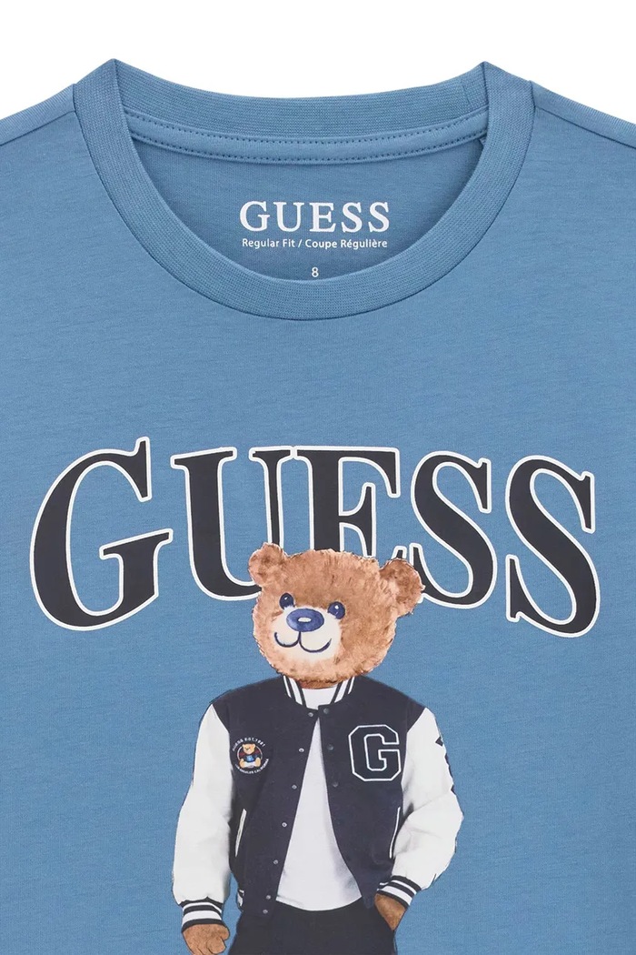 Chłopiec Guess Longsleeve dziecięcy bawełniany L6BI11.K5732.9BY2 niebieski