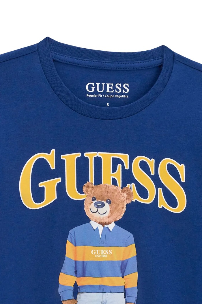 Chłopiec Guess Longsleeve dziecięcy bawełniany L6BI11.K5732.9BY2 niebieski