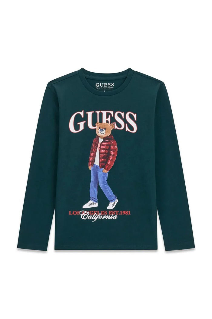 Guess Longsleeve dziecięcy bawełniany zielony L6BI11.K5732.9BY2