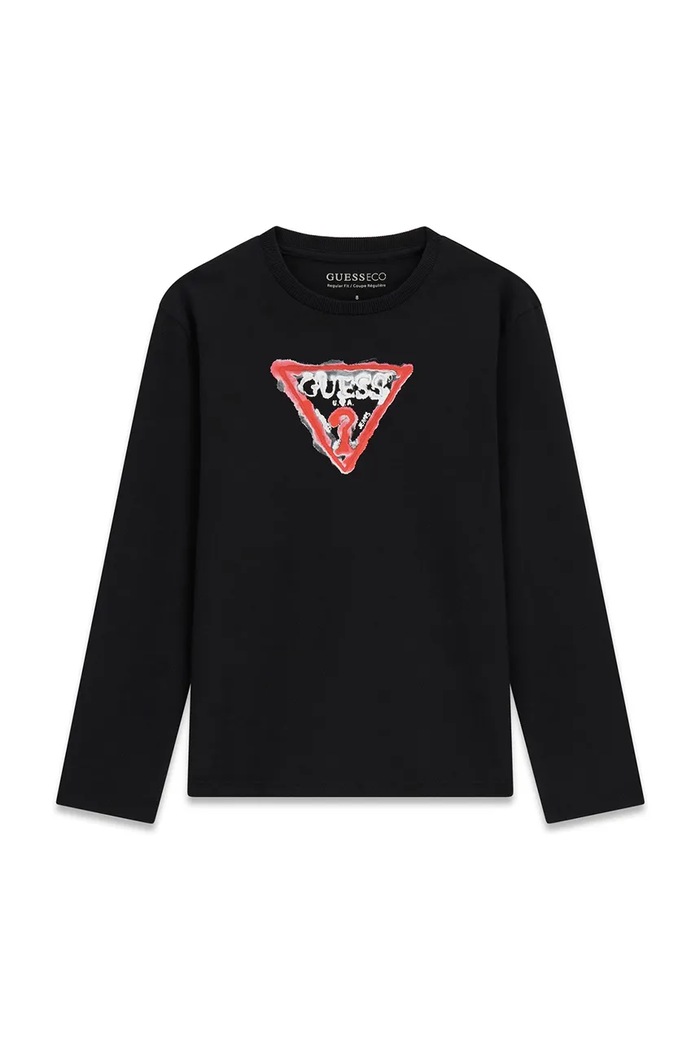 Guess Longsleeve dziecięcy bawełniany czarny L6BI06.K5727.9BY2
