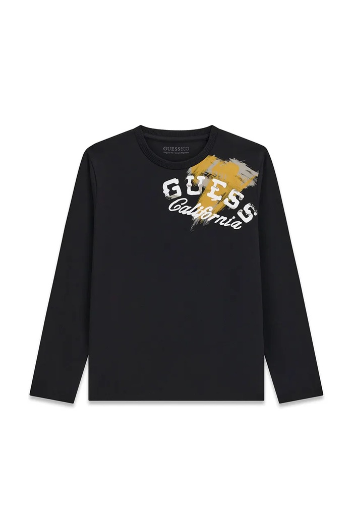 Guess Longsleeve dziecięcy bawełniany czarny L6BI02.K5723.9BY2
