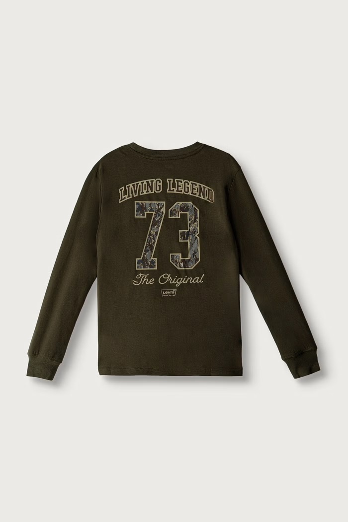 Levi's Longsleeve dziecięcy z bawełną IN THE WOODS TEE 8ER448 zielony AW26