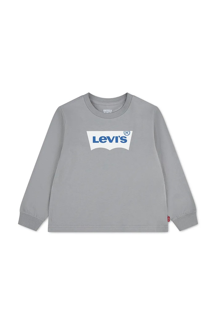 Levi's longsleeve dziecięcy bawełniany BATWING TEE szary 9E8646