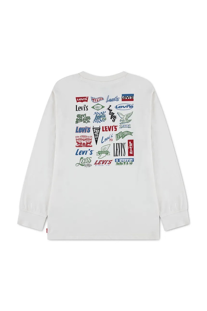 Levi's longsleeve dziecięcy z bawełną HERITAGE LOGOS TEE 8ER445 beżowy AW26