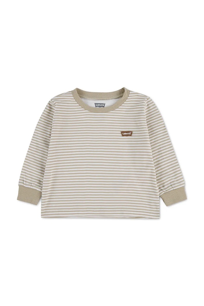 Levi's блуза с дълги ръкави за деца с памук STRIPE TEE бежов 6ER739