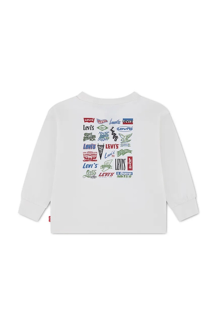 Levi's блуза с дълги ръкави за деца с памук HERITAGE LOGOS TEE 6ER445 бежов AW26