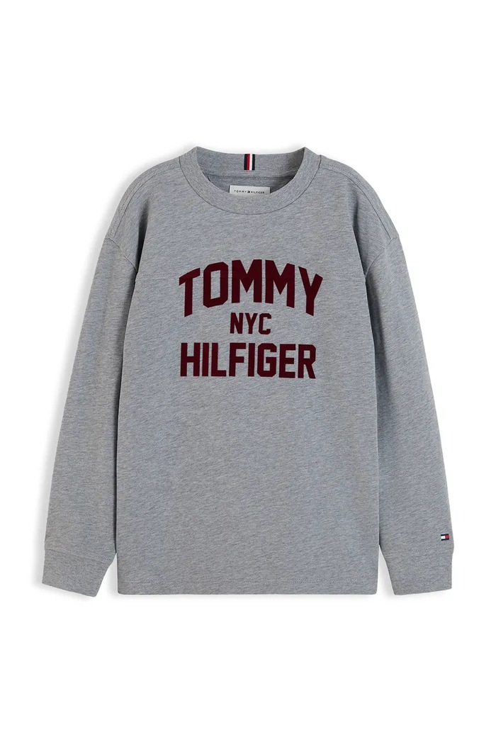 Tommy Hilfiger Longsleeve dziecięcy bawełniany KB0KB10642.9BY2 szary AW26