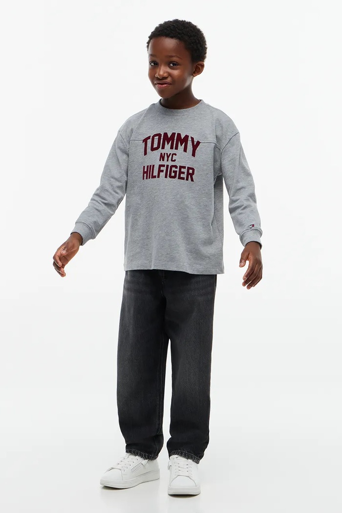 Longsleeve dziecięcy bawełniany Tommy Hilfiger KB0KB10642.9BY2 szary