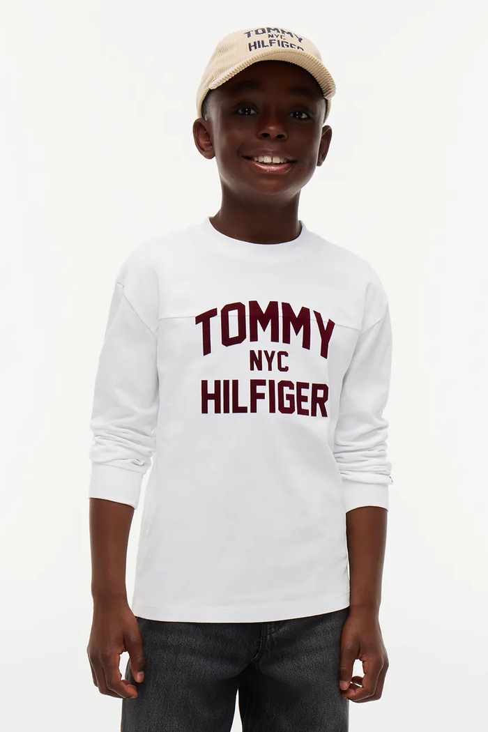 Tommy Hilfiger Longsleeve dziecięcy bawełniany biały KB0KB10642.98.122.9BY2